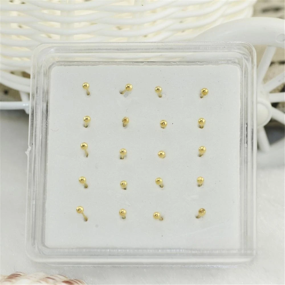 20PCS/box Simple Spherical Gold Silver Navel Nail Tongue Nail Lip Nail Nose Nail Unisex Body Puncture Supplies