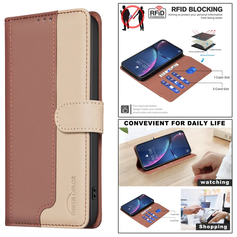 

Чехол для For Infinix Hot 50 Case Color Contrast Wallet Luxury Leather Flip Phone Cover For Infinix Hot 50 4G 5G Cases