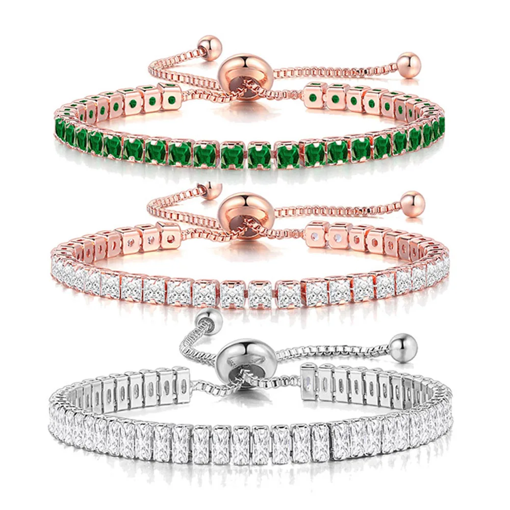 Cubic Zirconia Tennis Bracelets For Women Various Size Colors Bangles Jewellry Party Gift Wholesale Hippie Jewelry DZH007 DZH046