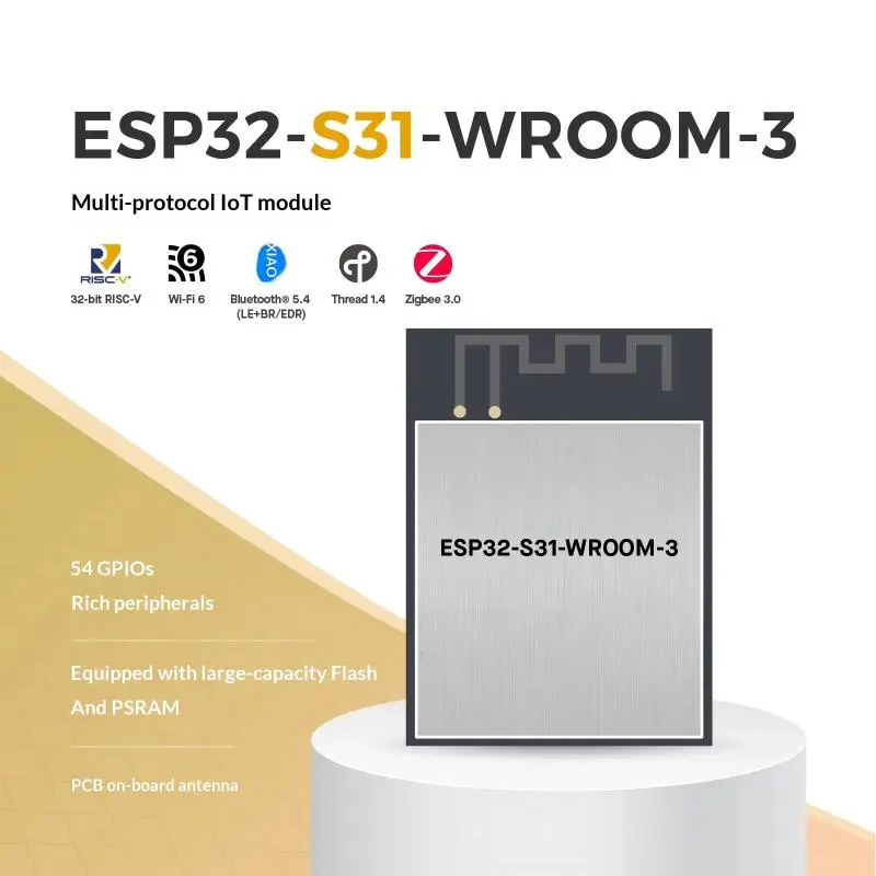 1Pcs Wifi6 Bluetooth 5.4 ESP32-S31--3 Module ESP32-S31 Series PCB Version 1.1 ADC Not Calibrated