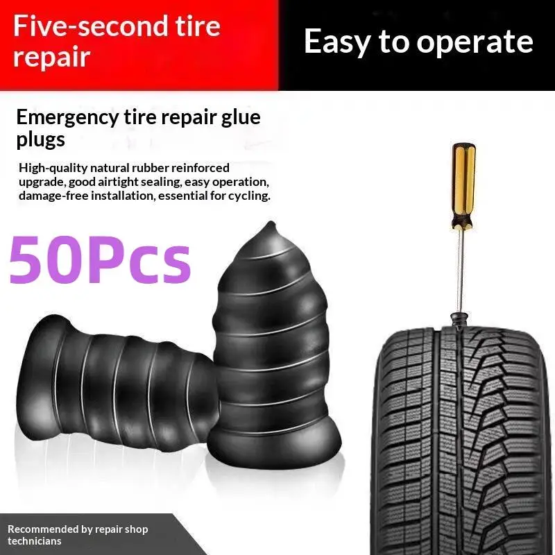 50Pcs Tubeless Tire Repair Rubber Nails Quick Patching For Car Motorcycle