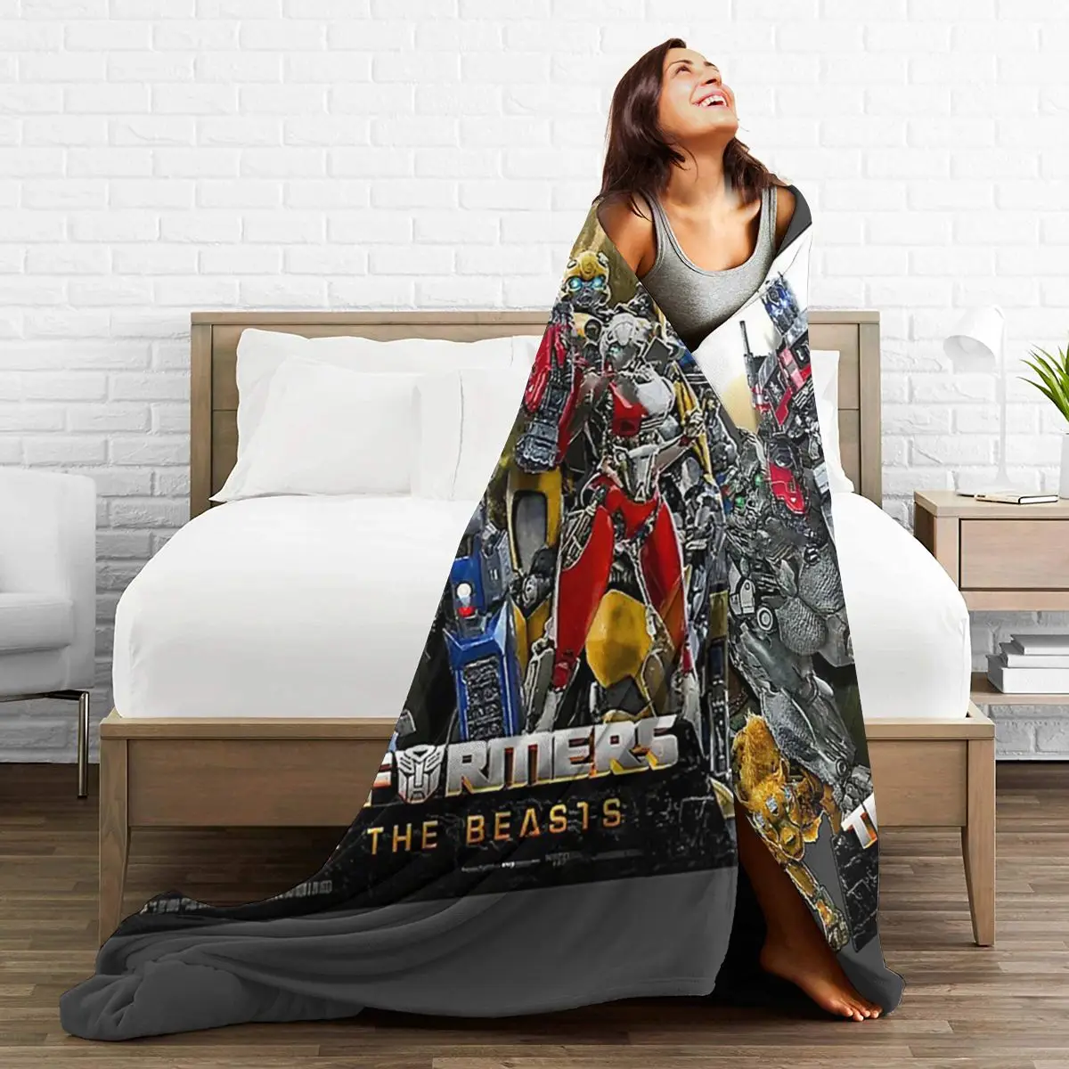 Transformers Rise Of The Beasts Blanket Flannel Portable Sofa Throw Blankets For Couch Bedding Office Throws Bedspread Quilt