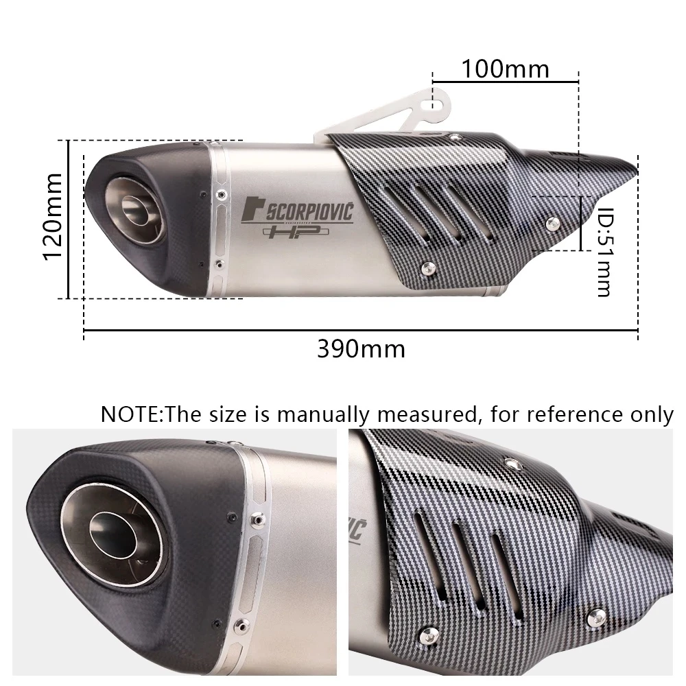 

51mm M1 carbon fiber Motor Exhaust Muffler Pipe inlet for Z1000 MT-09 PCX150 R1 S1000RR DUKE790 XMAX K11