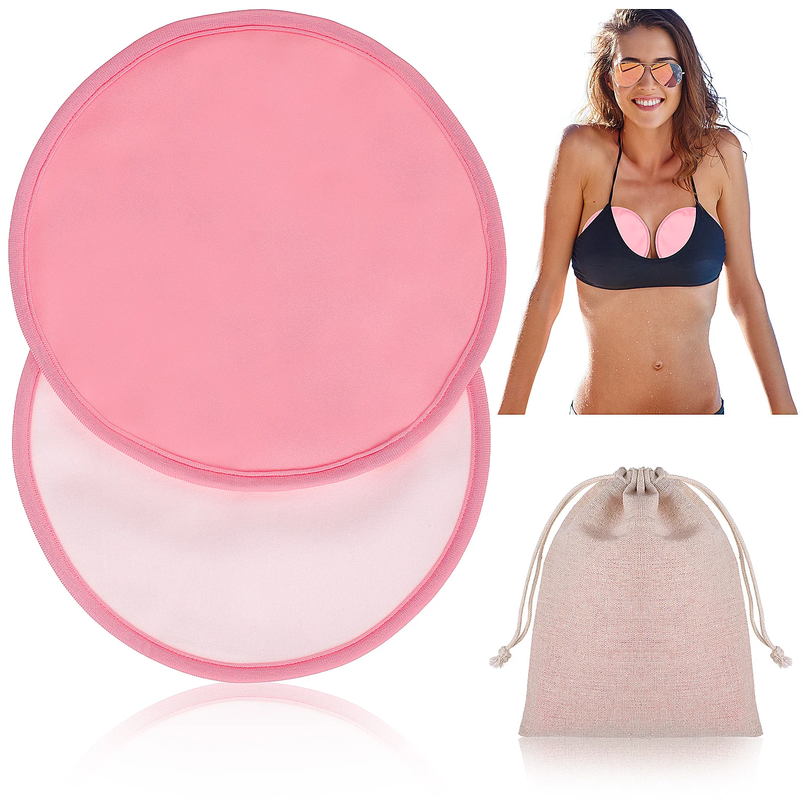 

2 pcs Pink Castor Oil Breast Pad Reusable Chest Wraps with Storage Bag for Skin Friendly Essential Oil Pack Mammopillow