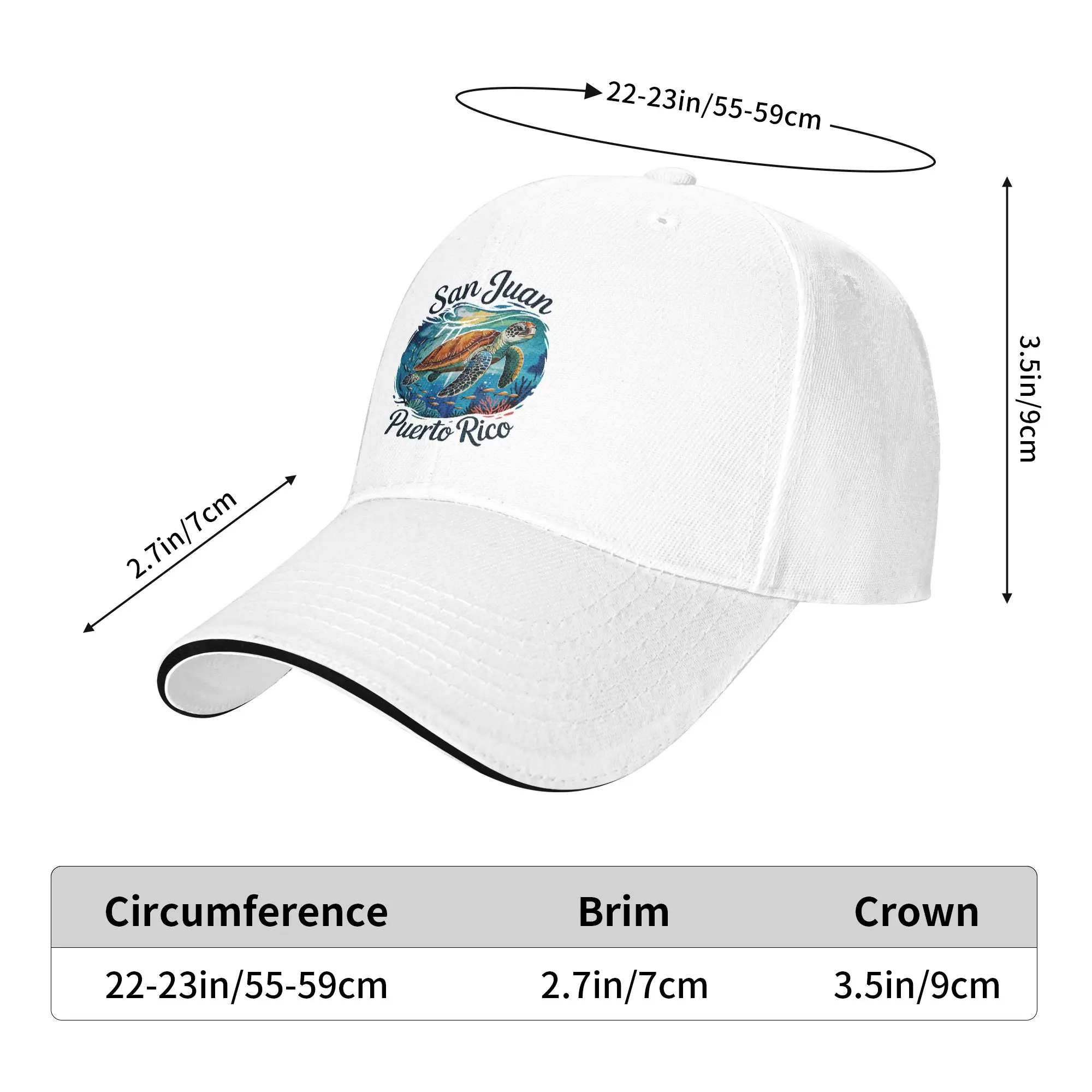 San Juan Puerto Rico Sea Turtle Casual Baseball Cap Summer  Trucker Hat Sun Visor Outdoor Sport Snapback Cap Retro Baseball Caps