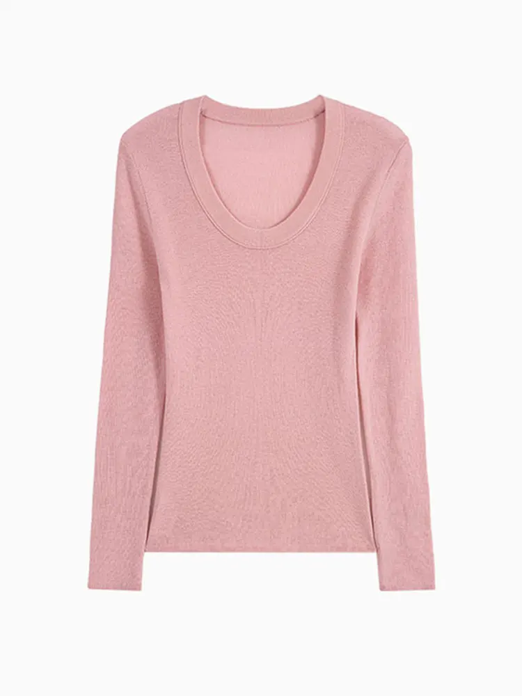 سليم صالح طويل Sve محبوك قاعدة irt الكورية Sle عادية شيك تصميم بسيط المرأة أعلى طاقم ني لون نقي أوائل الخريف #2