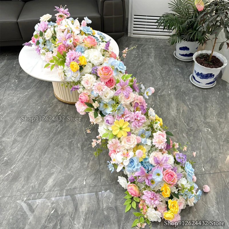 럭셔리 웨딩 로즈 그린 리프 아치 꽃꽂이 테이블 플로럴 - Table Runner 리뷰 및 가격