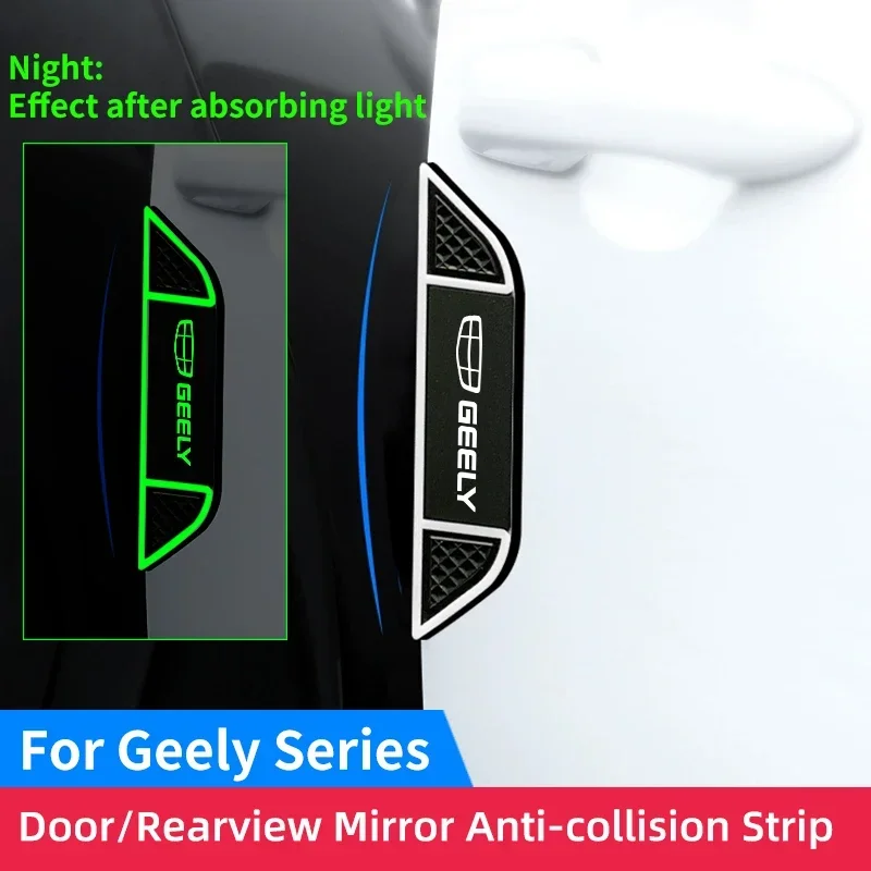 For Geely Atlas Coolray Emgrand EC7 EC8 EX7 CK2 3 GLGs Car Door Anti-collision Strip Luminous Rearview Mirror Scratch-resistant