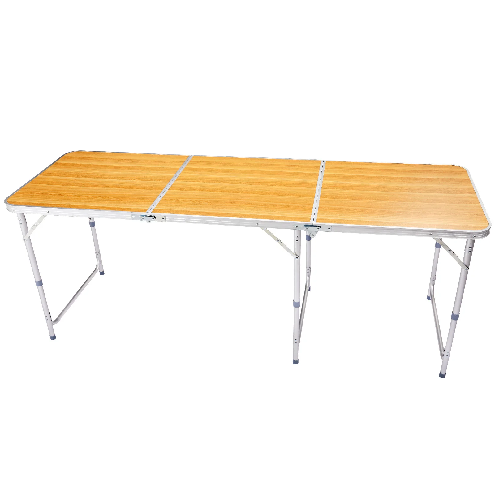 6ft Aluminum Alloy Folding Table wood grain color
