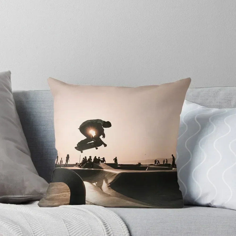 

Horizontal Skateboarding Print Venice Skatepark Poster Photography Print Venice Beach Dusk Throw Pillow