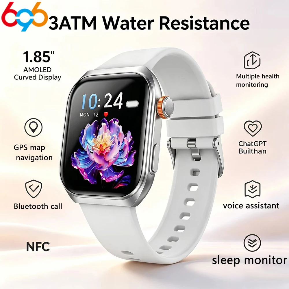 

Smart Watch AMOLED Screen GPS Men Women Sports Blue Tooth Call Outdoor Clock Sleep Heart Rate Health Waterproof Smartwatch NFC