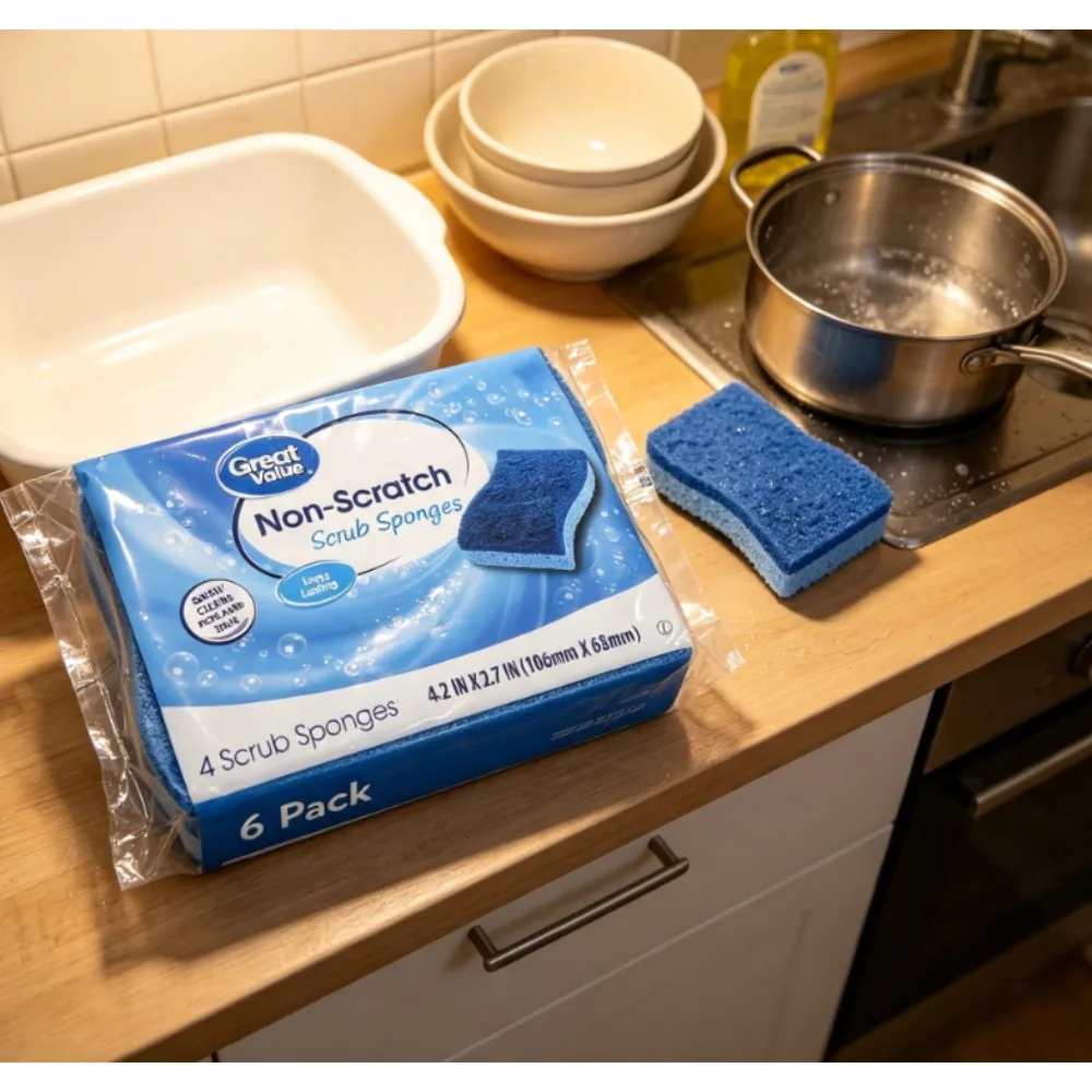 (6 Pack) Great Value Non-Scratch Scrub Sponges, 4 Count