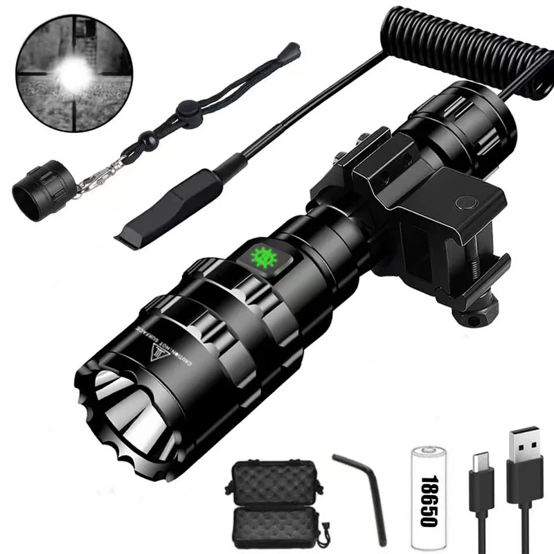 65000Lums Speciale Jacht Scout zaklamp LED tactische verblinding Zaklamp USB opladen waterdicht vuur machinegeweer camping