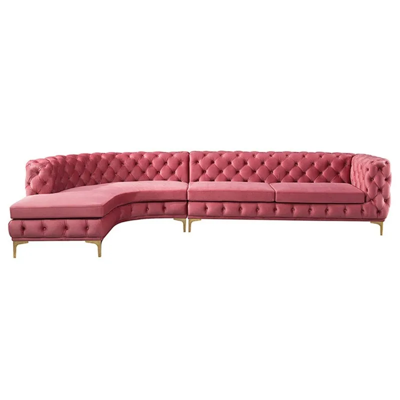 

Fabric pull buckle corner sofa combination Italian villa living room size apartment concubine sofa