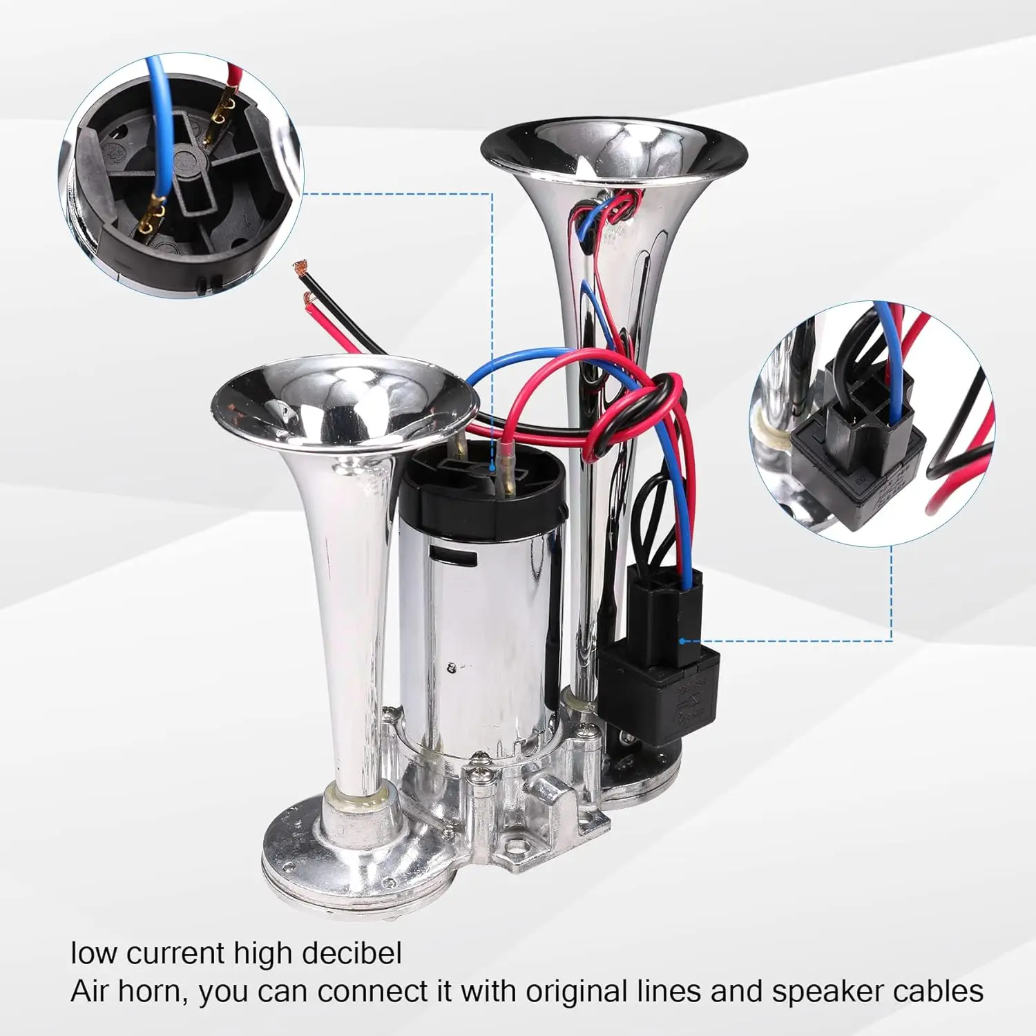 Twin Tube AAZRZRZ Electric Pump Air Horn Relay 600DB Compressor Super-sound Car Horn Speaker，truck ship universal speaker