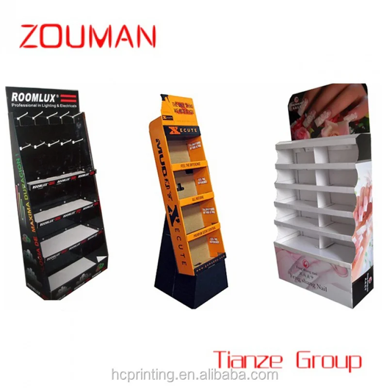 Custom , Custom Printed high quality foldable cardboard shelf display