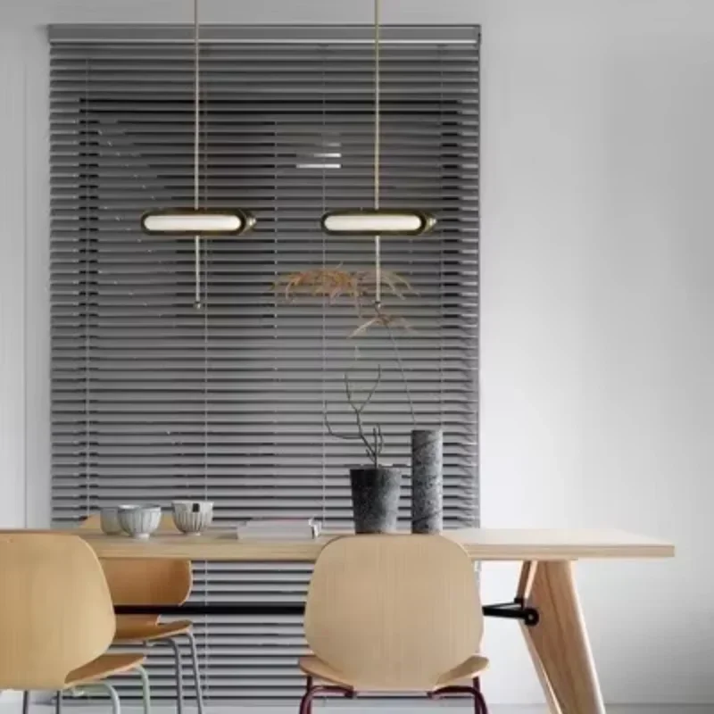 Dual-Side Golden Iron Oval LED Pendant Light Vertical & Horizontal Warm Lamp for Dining Room Lighting Fixtures