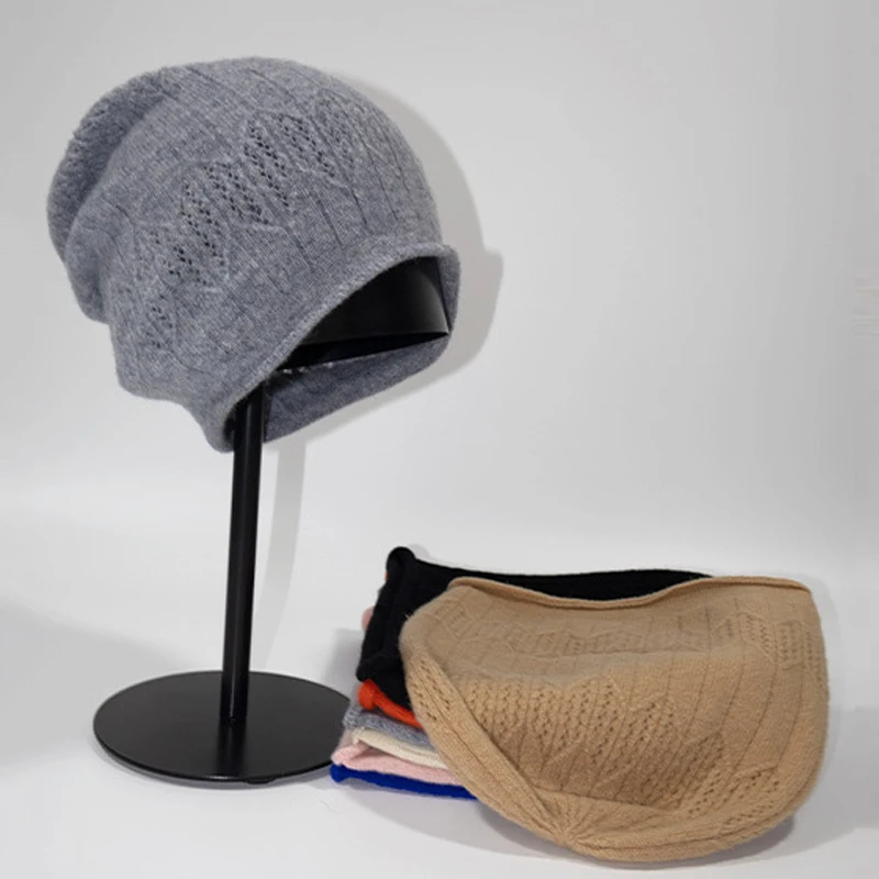 

Hat Women Winter Knit Beanie Cap Wool Casual Loose Thin Warm Accessory For Skiing Sports Autumn Outdoor