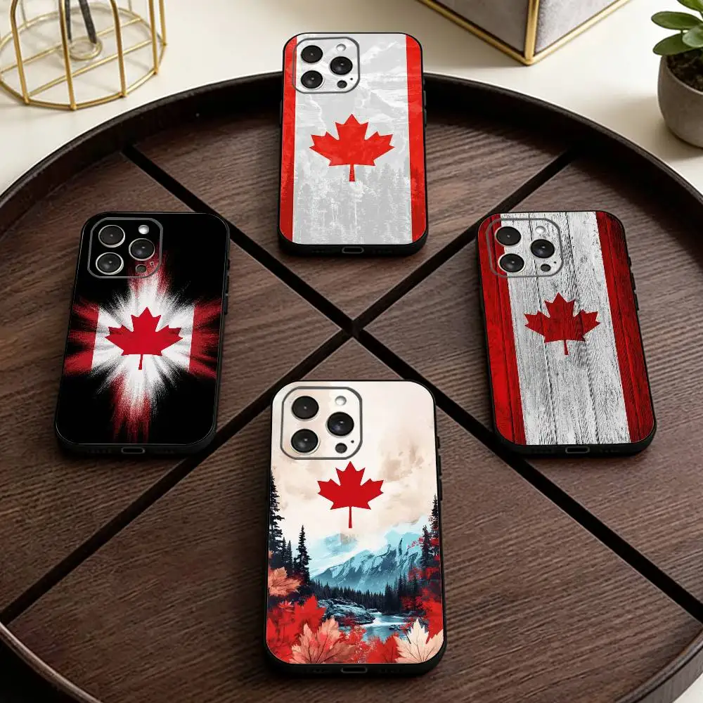 

Canada Canadian Flag Phone Case For iPhone 17,16,15,14,13,12,11 Plus,Pro Max,XS,Soft Silicone Black Cover