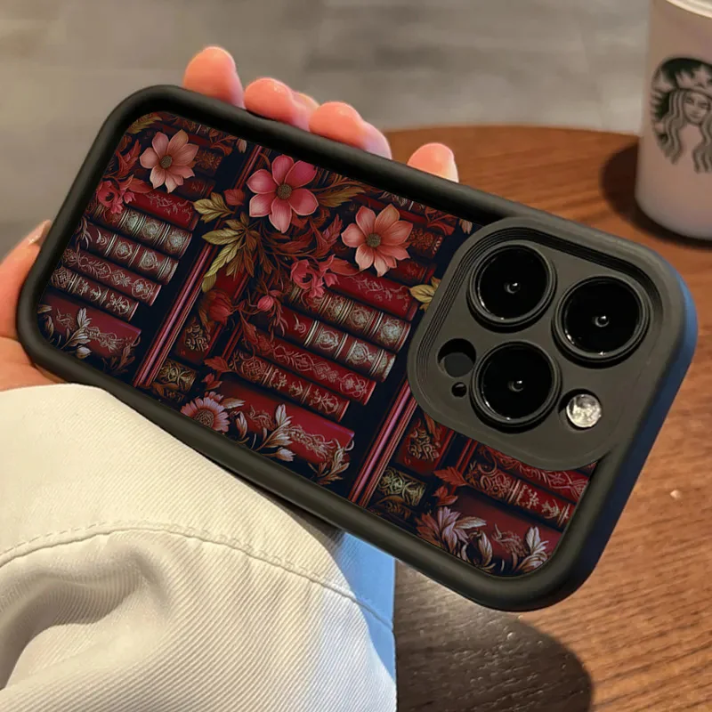Case for Xiaomi Redmi Note 14 13 12 11 Pro Plus 12S 11S 10S 10 Redmi 13C 12C 14C 4G Flowery Bookshelf Painting Soft Phone Cover
