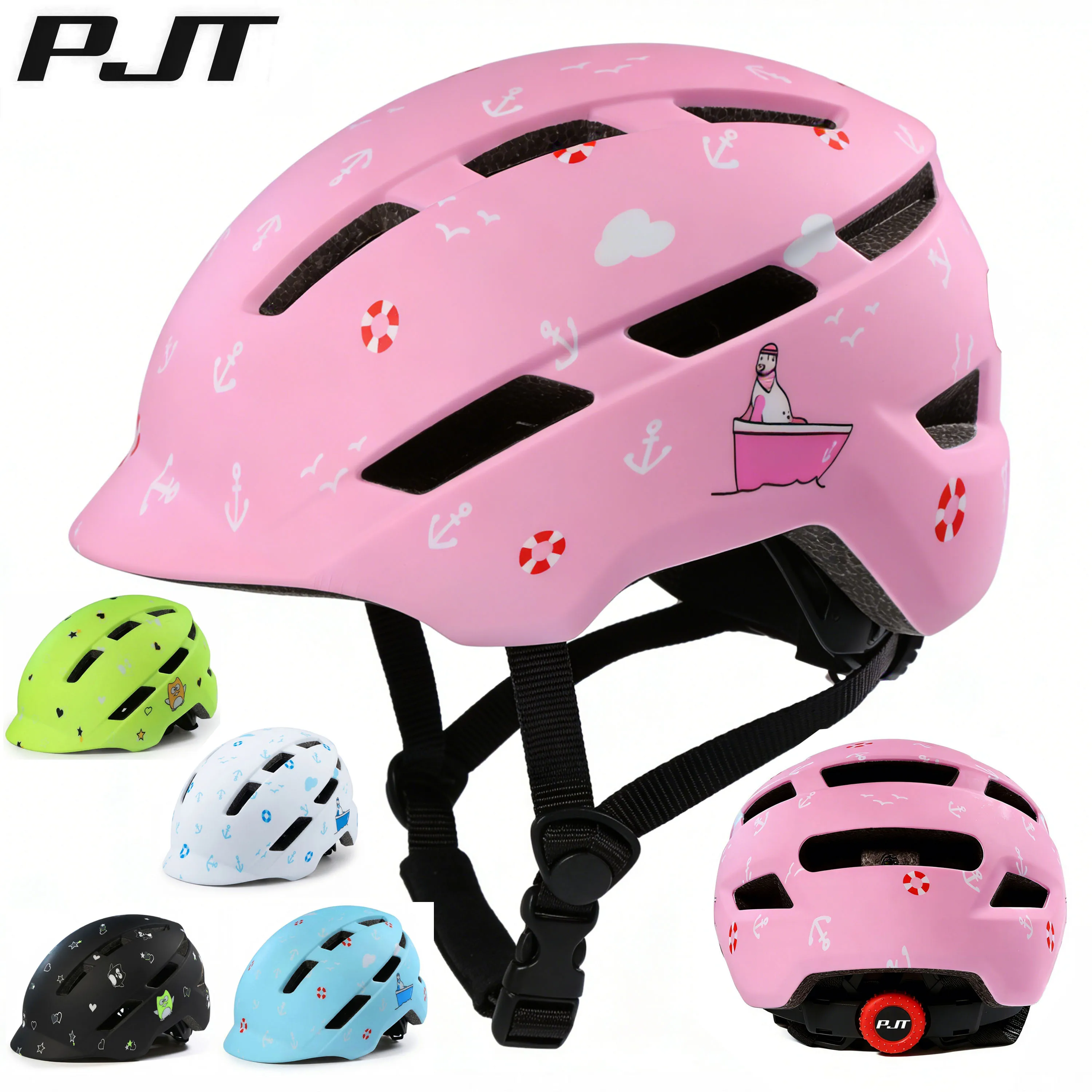PJT Neuer Kinderfahrradhelm für Jungen und Mädchen MTB Fahrradhelm Sicherheit Integral geformter Verstellbarer Kinder- und Jugendrollerhelm