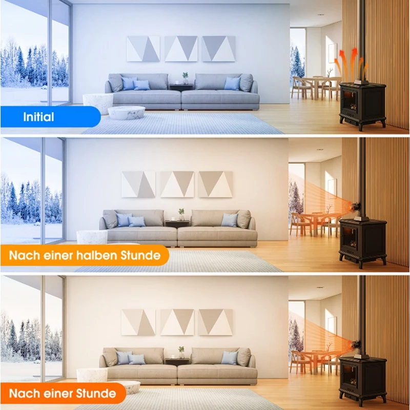 AB15-Wood fogão ventilador de calor alimentado lareira ventilador 4 lâminas fogão ventilador acessórios fogão a lenha operação silenciosa fogão queimador
