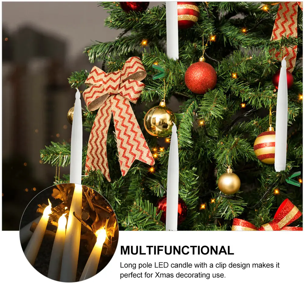

10 Pcs Warm White Light LED Decorative Christmas Candles Party Supplies Festive Abs Xmas Desktop