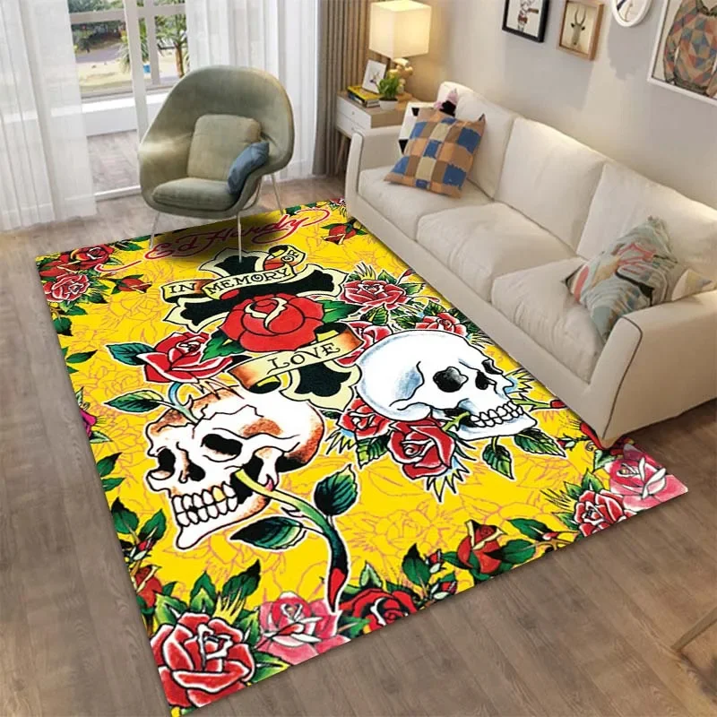 Ed-hardy Tiger Japanese Tattoo Patterns Flannel Carpet Rugs for Living Room  Bedroom Home Decor Skull Floor Mat Chair Sofa Mat