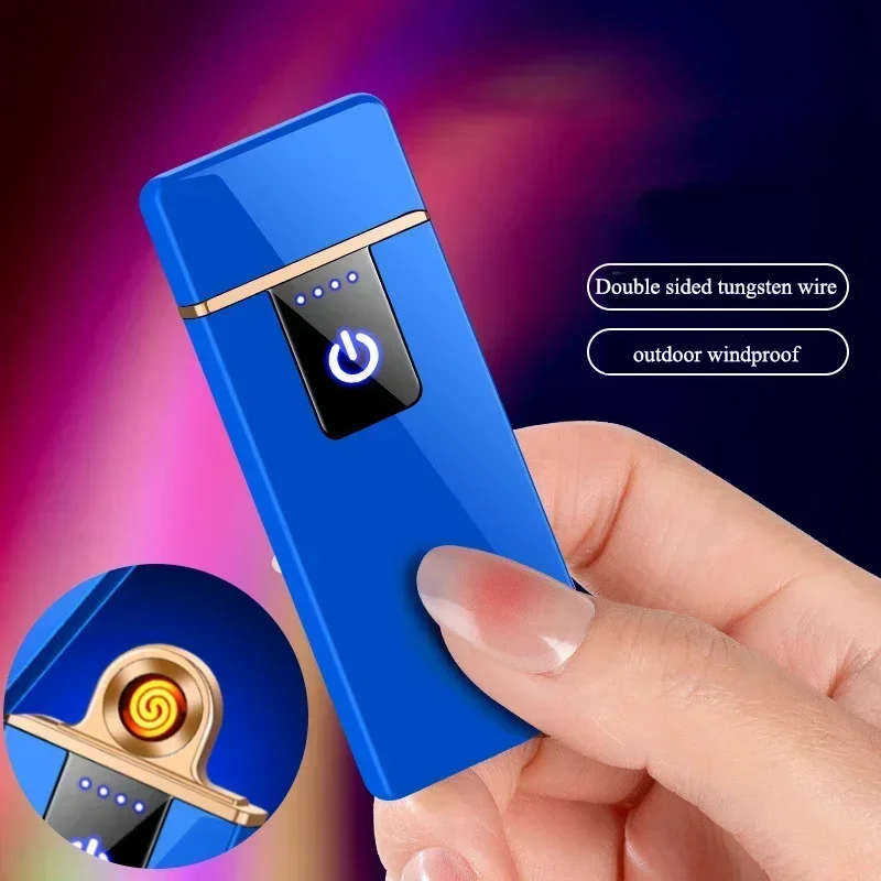 Windproof USB Rechargeable Touch Sensor Electric Lighter Type-C Cigarette Lighter Men Gadgets Gift Smoking Accessories