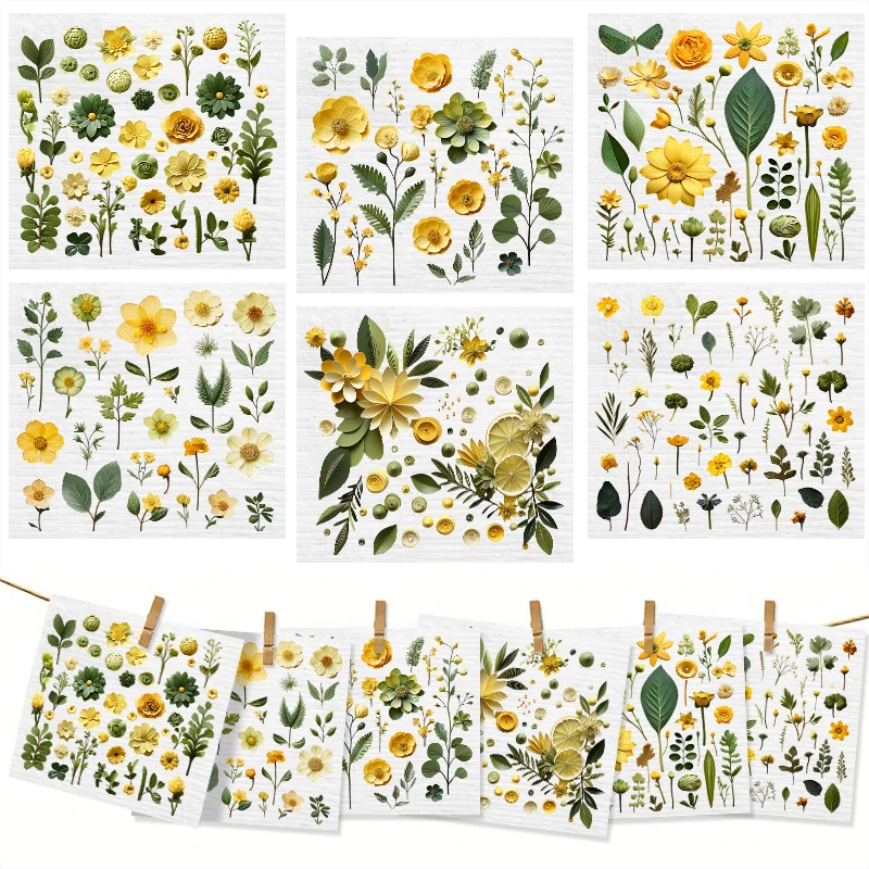 

6 PCS Household Kitchen Dish Cloths Cleaning Dishcloth Flowers Patterned Washing Reusable Super Absorbent Dish Rags Wipe Towels