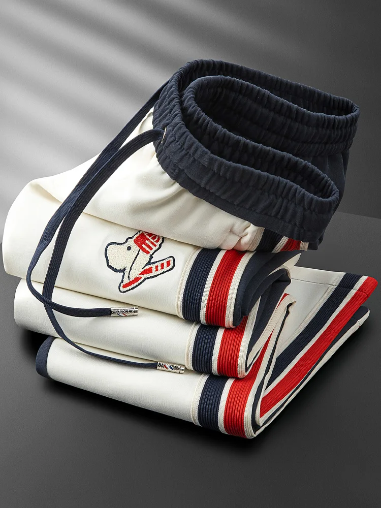 

Fall Fashion Men's Sport Pants Space Cotton Embroidered Toothbrush Straight Leg Sweatpants Youth Trendy mid Waist Long Trousers