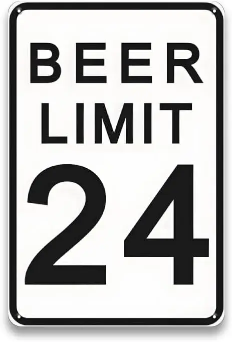 Funny Man Cave Decor for Men - Beer Limit 24 Sign, Metal Garage Bar Sign for Home Bar Station, Basement Wall Art Deocr Accessori