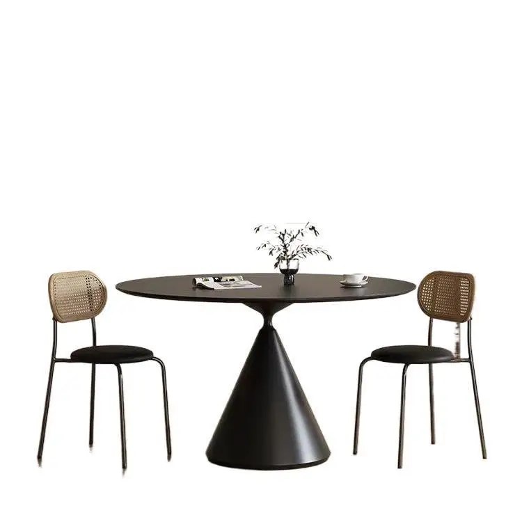 

French antique dining table, retro household round solid wood round table