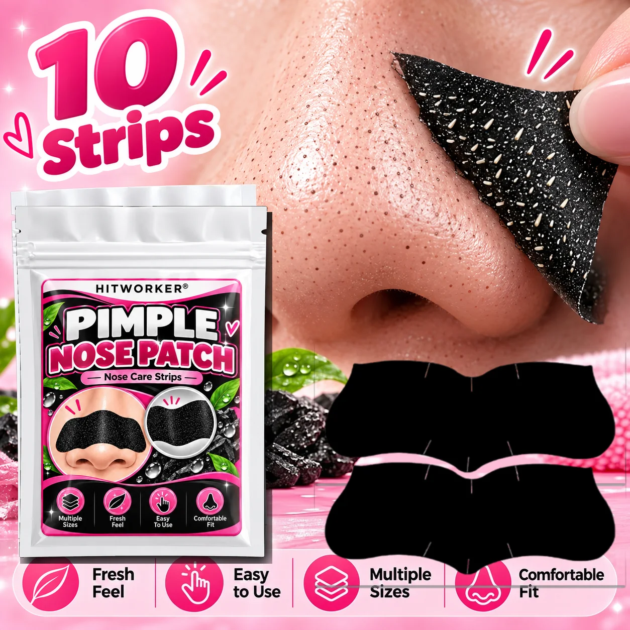 Daily Nose Care Strips 10/20/30 Strips, Black Nose Patch Stickers for Women Men, Easy Beauty Care Accessory