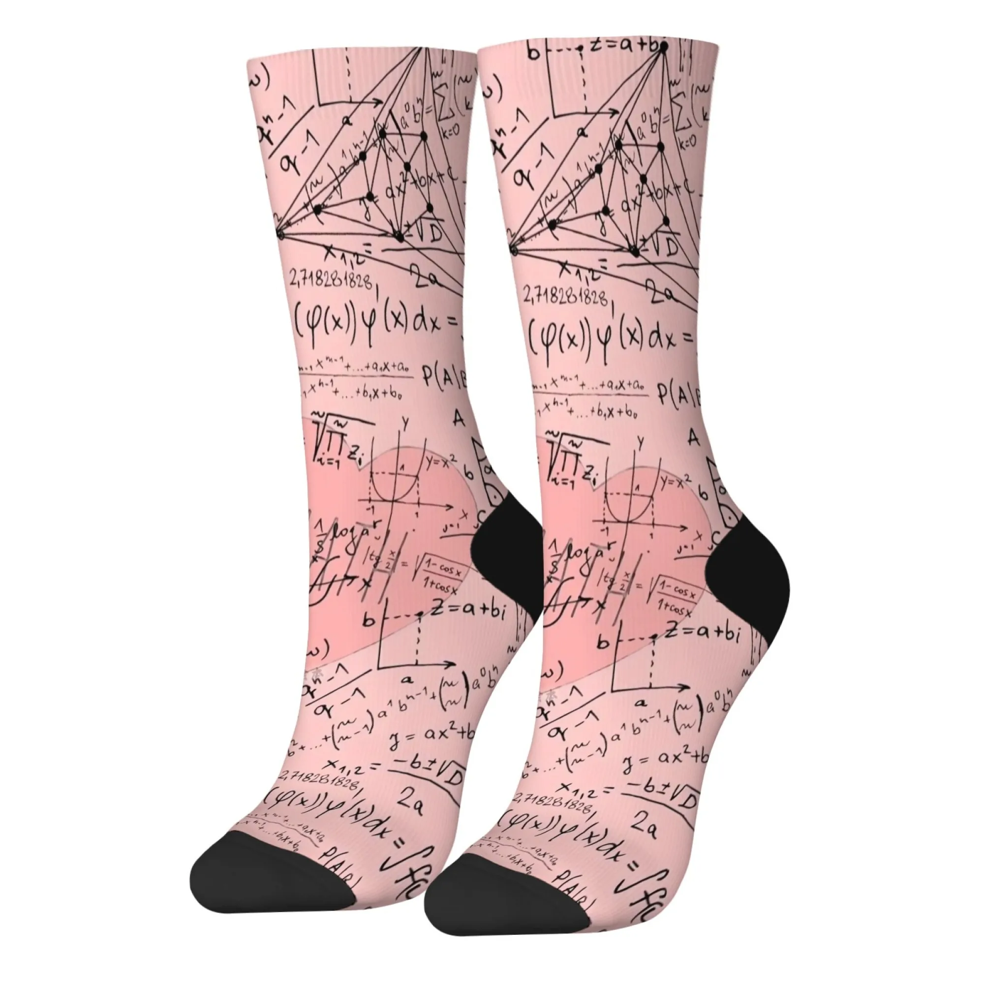Vintage Manuscript Socks Handwritten Math Proofs with Physics Diagrams Print Aged Paper Texture for Intellectual Fashion