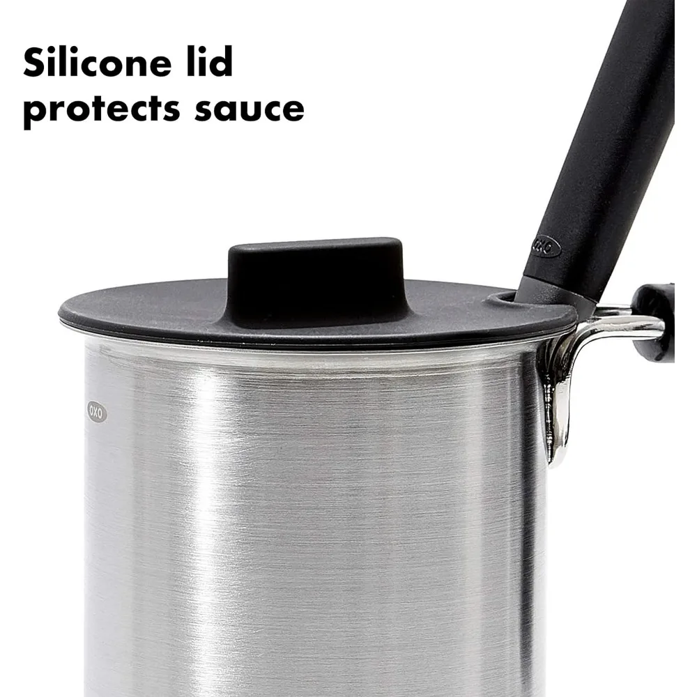 Juego de herramientas para asar premium con recipiente para regar y cepillo, negro