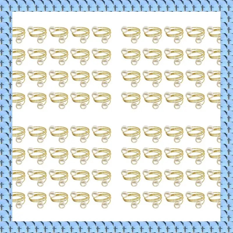 

NOCM 80 упаковок золотых колец для салфеток, набор колец для салфеток с жемчугом, металлический пружинный держатель для салфеток, украшения стола, пряжки для колец для салфеток