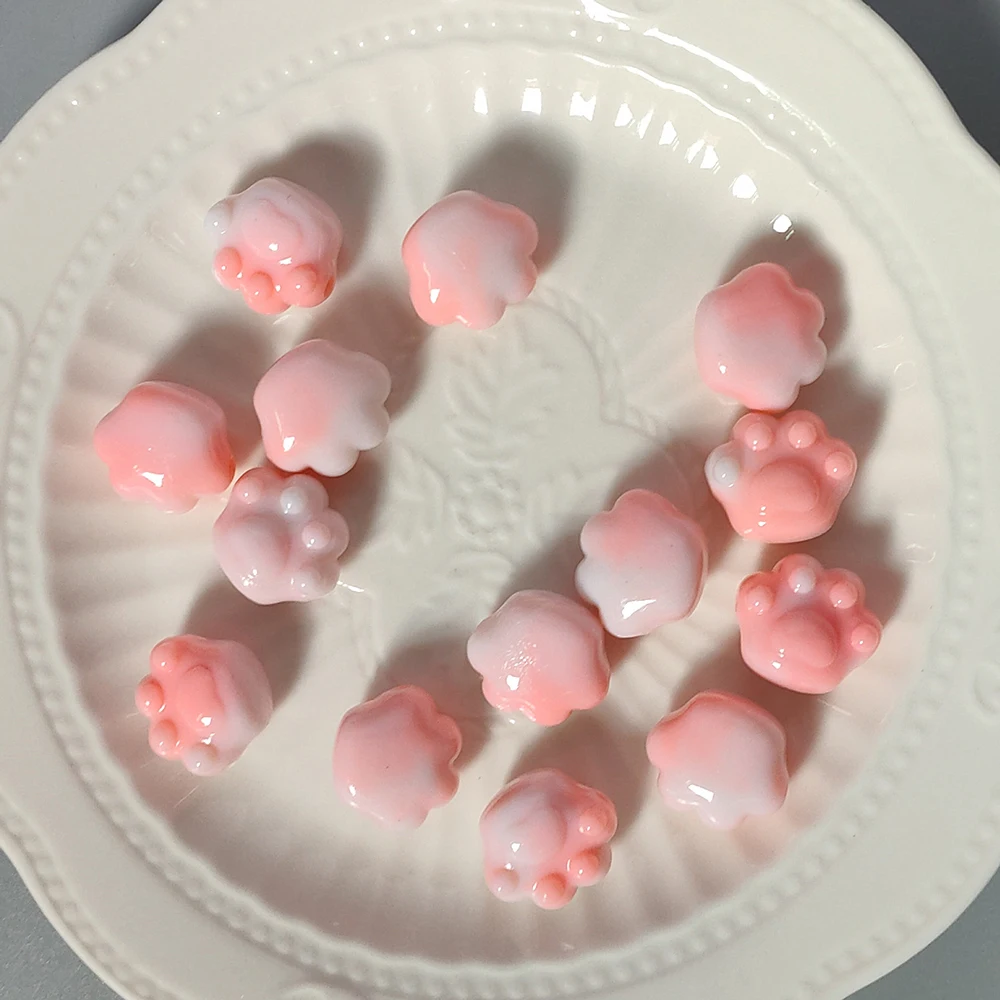 10Pcs 18*16mm Cute Cat Paw Charms Spacer Loose Beads Acrylic Beads For Jewelry Making Accessories DIY Bracelet Necklace