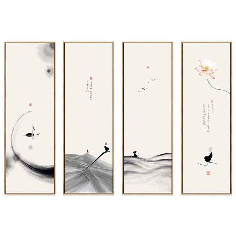 

quadruple new Chinese decorative paintings, ink landscape paintings, corridor and aisle decoration