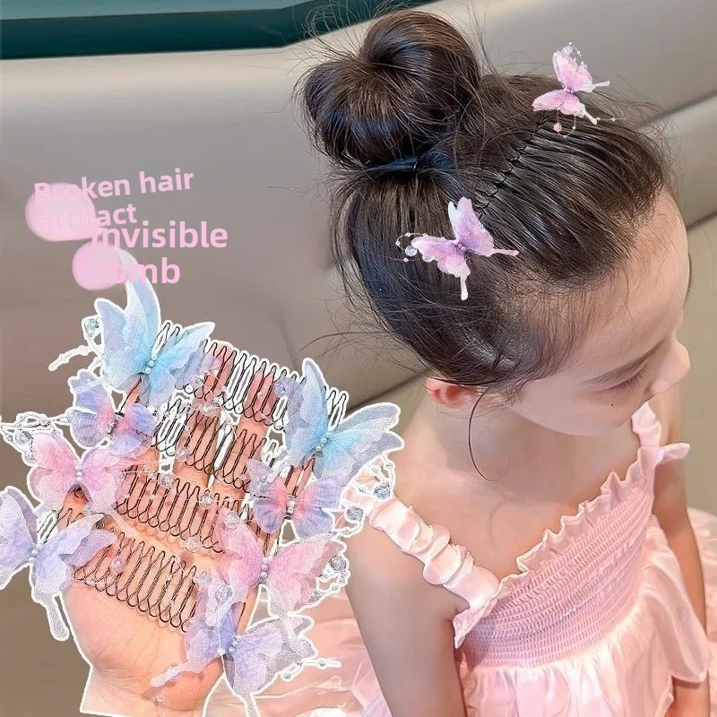 

New Children's Butterfly Hair Comb Cartoon Finishing Artifact Bangs girls' Hair Accessories Hairbows for Girls Pinza Pelo
