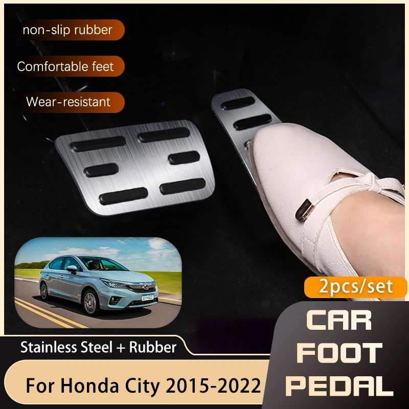 Car Foot Pedal for Honda City Grace Ballade 2015~2023 Cover Gas Accelerator Brake Stainless Steel No Drilling Pedal Accessories