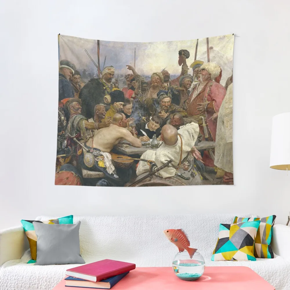 The Reply of the Zaporozhian Cossacks to Sultan Mahmoud IV - Ilya Repin Tapestry Tapestries Wall Hanging Home Decor Accessories