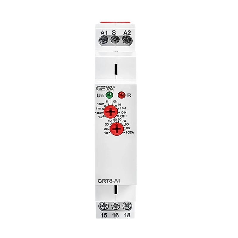 GEYA Delay Timer Switch AC/DC 12V-240V Mini Power on Delay Time Relay DIN Rail Type GRT8-A1