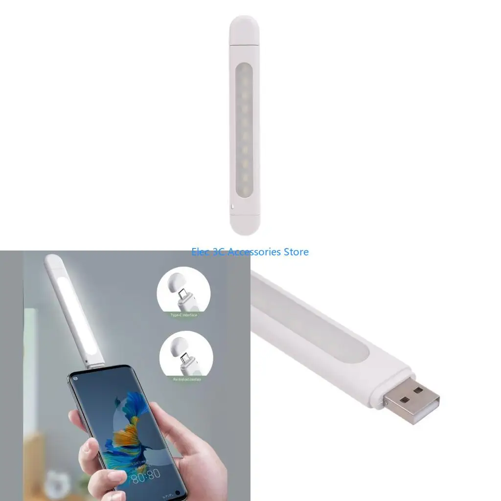 Y51A Portable USB LED Lamp 10 LEDs 2W Cold Glow Micro USB TypeC for Camping Travel