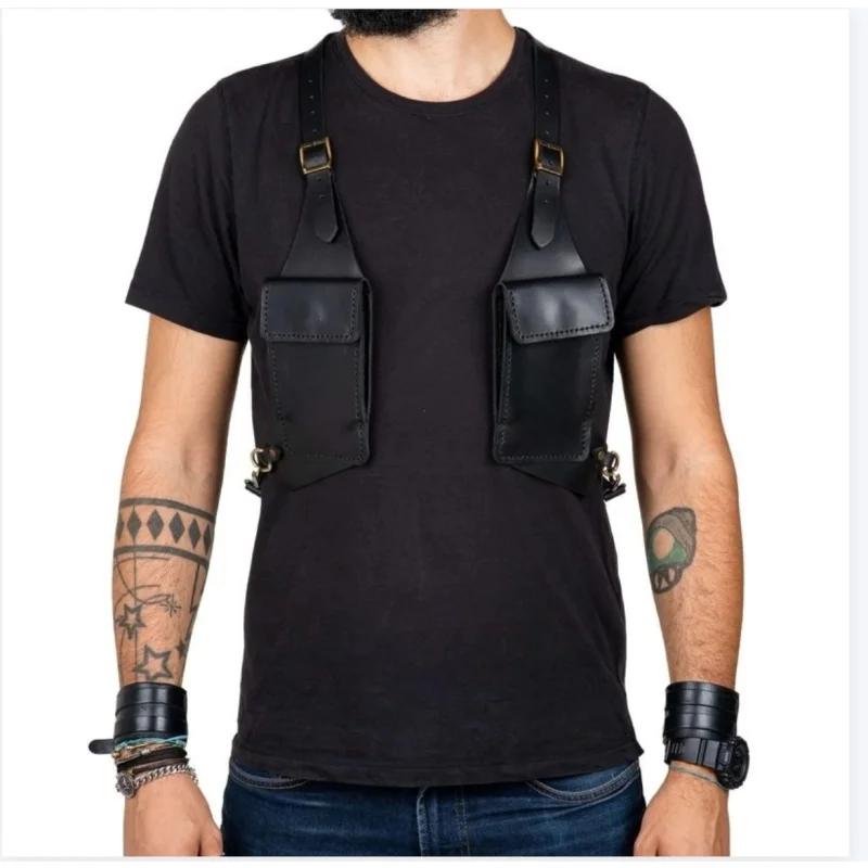 Retro medieval alça de ombro de couro axilas ajustável bolsa de ombro ao ar livre dos homens saco do telefone móvel halloween cosplay adereços