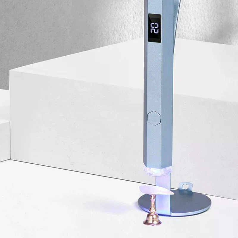 مصباح LED صغير محمول بالأشعة فوق البنفسجية للأظافر، مجفف أظافر محمول قابل لإعادة الشحن لعلاج طلاء الجل مع آلة أظافر العرض