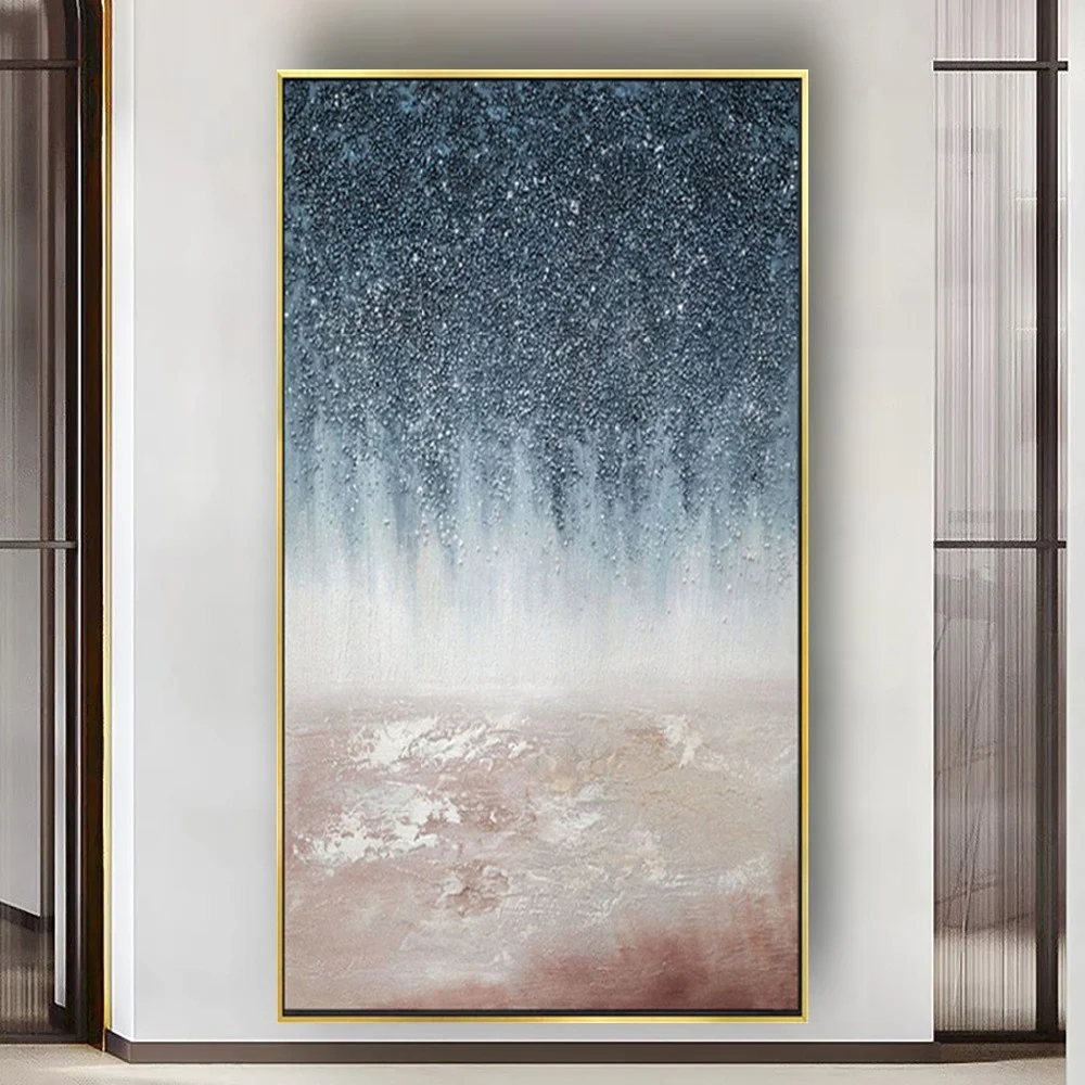 Abstract Sea Landscape oil Painting Of Blue seawater And gravel On Pink Beach Modern Wall Pictures For Living Room Decor Artwork