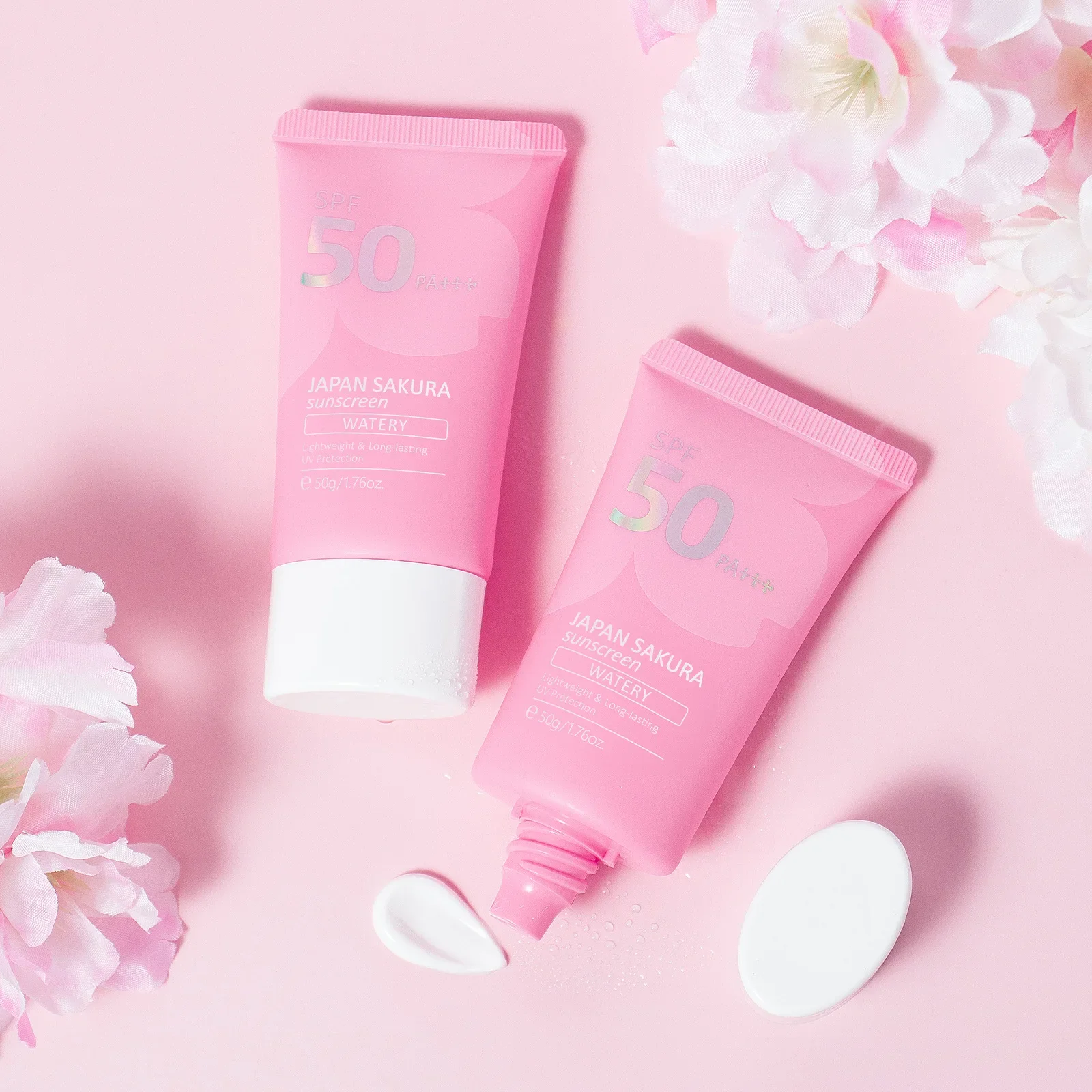 Long Lasting Makeup Primer Sunscreen SPF 50 UV Protection Lightweight Moisturizing Base Cream Sakura 50g