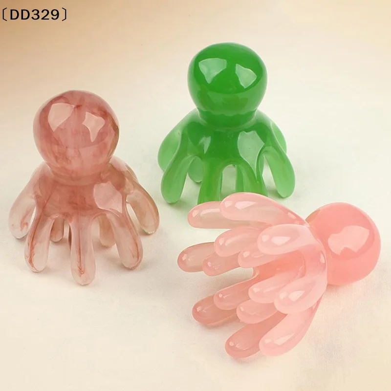 

Массажер для головы из смолы в форме двойного гребня-осьминога, для ухода за волосами, скребок для меридианов, массажер для кожи головы, инструмент для акупунктурного массажа Гуаша〔DD329〕