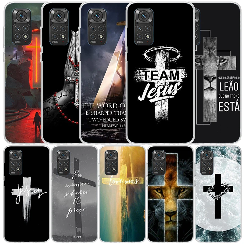 Funda de teléfono God Jesus Pray Cross para Xiaomi Redmi Note 13 14 12S 12 11S 11T 11E Pro Plus 10S 10 9S 9 + funda trasera suave de TPU no